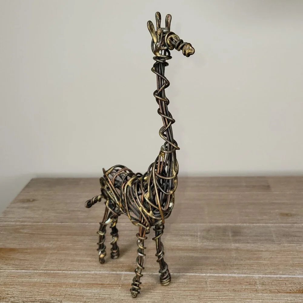 Handmade Wire Art Giraffe Sculpture Figurine 8 ½” Tall